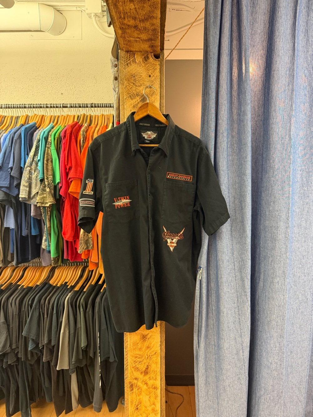 Vintage Harley Davidson button up black shirt